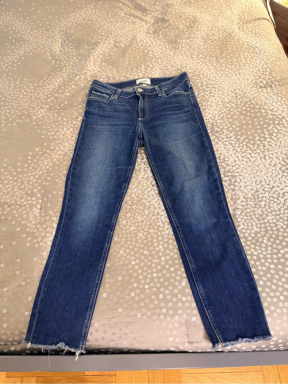 PAIGE Dark Blue Ankle Skinny Straight Jeans